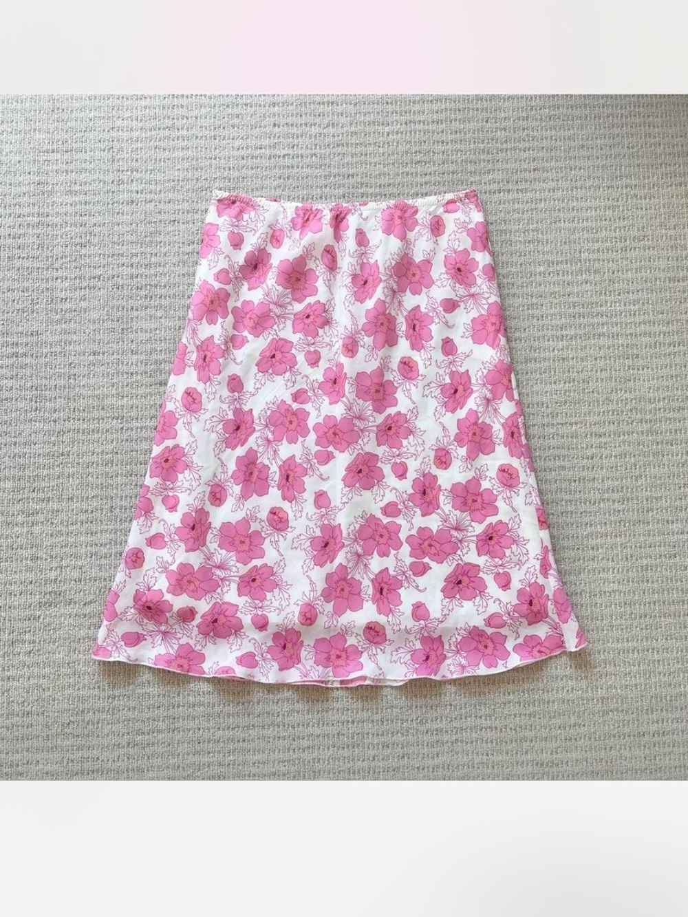 Y2K pink floral midi skirt